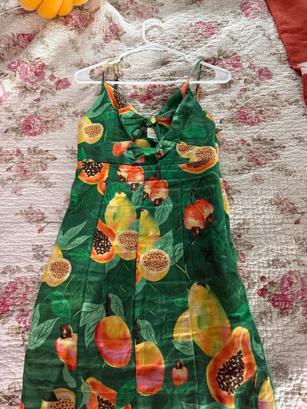 FARM Rio Green Tropical Fruit Mini Dress